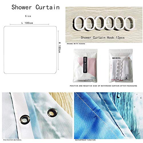 L.TSA 4-teilige Badvorhangteppiche Wasserdichtes Badbodenmatten-Set 180 * 180CM Duschvorhang - Sockelteppich… – Bild 7