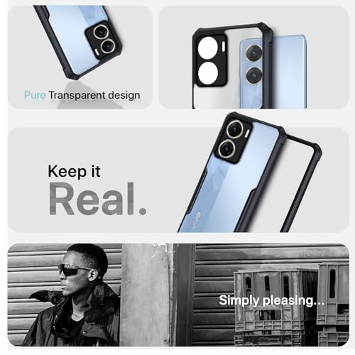 Image of Outlouders Back Cover for Vivo V29e 5G | Ultra Hybrid Transparent | Full Camera Protection | Raised Edge | Crystal Clear Bumper Case(Black)