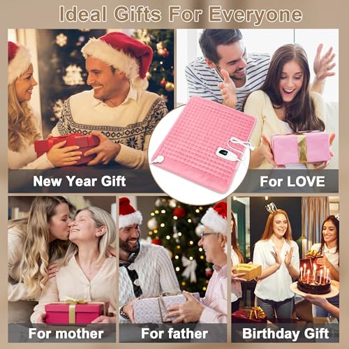 Image of Deepsoon Heating Pad,Electric Heating Pads for Back,Neck,Moist Heating Pad for Abdomen Shoulder Knee Legs,Dry /Moist Heat&Auto Shut Off,Mother's Day Birthday for Men and Women,BabyPink,24x20 Inch