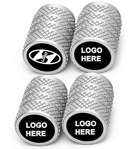 Greenworld Premium Silver Metal Car Tyre Valve Cap Air Cap Car Tyre Valve Stem Cap Air Covers with Logo (for hyuan[ddai])