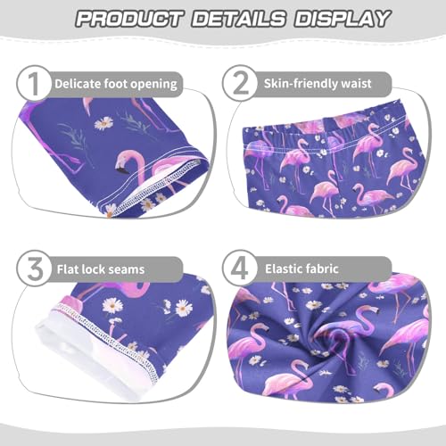 Flamingo Daisy Pattern Girls Leggings Kids Yoga Pants Athletic Tights Pants 4-10 Years3