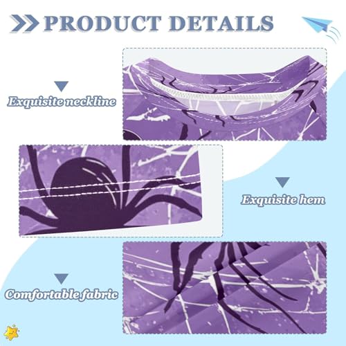 Boys Short Sleeve T-Shirts Spider Spiderweb Purple Rashguard Kids Swim Shirts Sun UPF 50+3