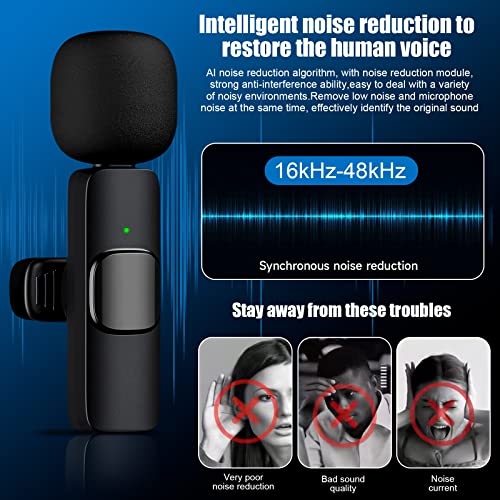 JieGuanG-Microphone-Lavalier-Wireless-2-Pcs-Plug-Play-Microfono-Wireless-Microfono-Lavalier-Wireless-Professionale-Microfono-Wireless-per-La-Registrazione-Live-Stream-YouTube-Nero