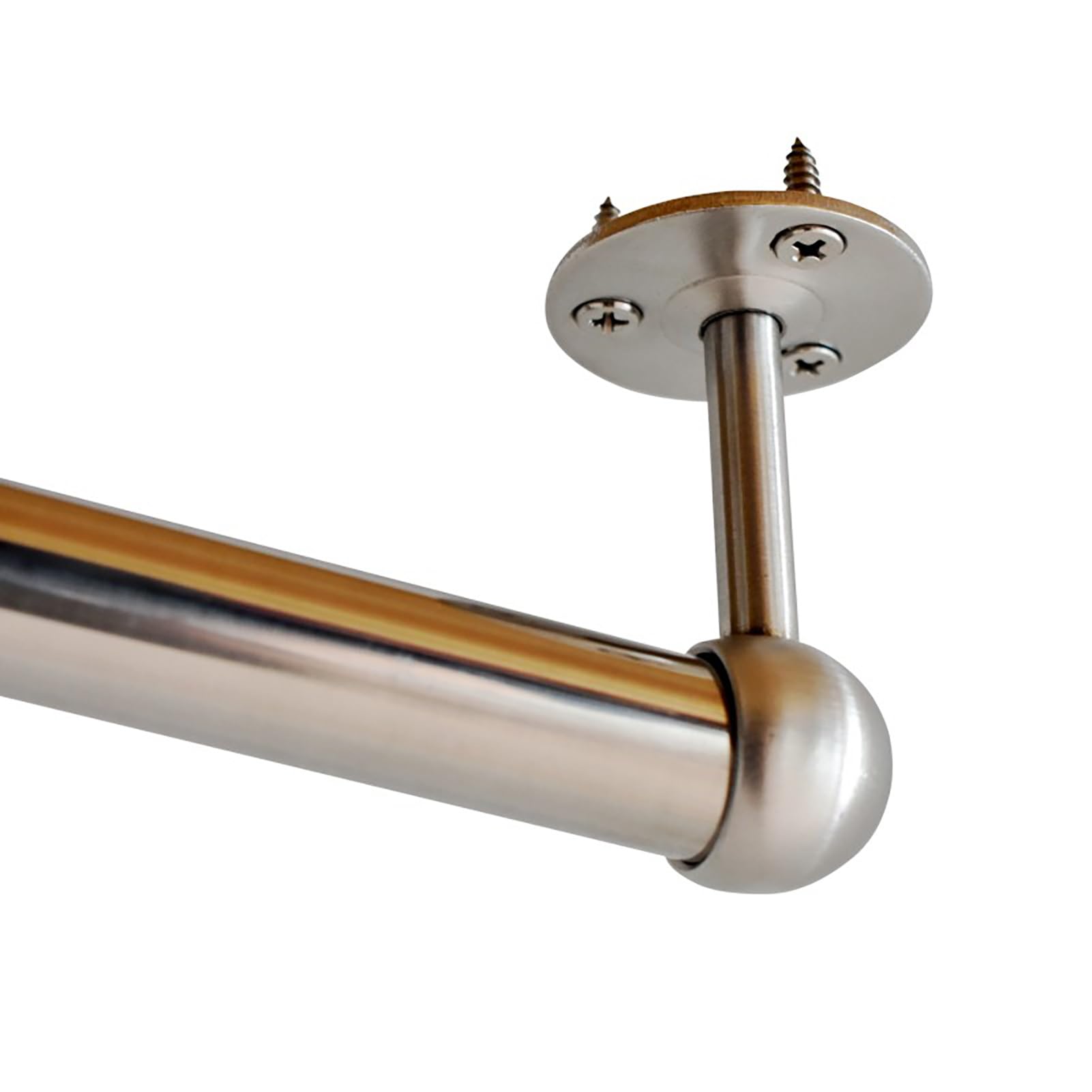 Barra de armario en forma de L con soporte, varillas de acero inoxidable para colgar ropa debajo del armario, barra de 100 cm (soporte corto)