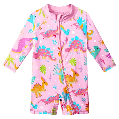 Image of HUAANIUE Toddler Girl Swimsuit Long Sleeve UPF50+ Sun Protection