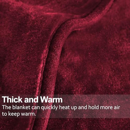 9 Lbs Korean Mink Blanket King Size 85 x 95, Soft & Thick, Super Warm Flannel for Autumn & Winter, Burgundy