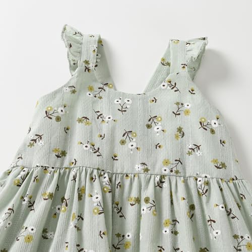 Toddler Dress Flutter Sleeveless Princess Cotton Summer Floral Dresses3