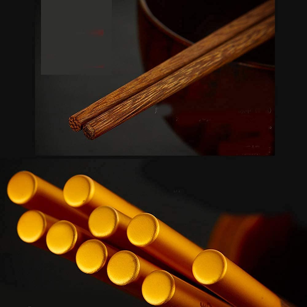 Baguettes japonaises réutilisables en métal, 10 Paires de Baguettes en Bois, Coffret Cadeau, Baguettes réutilisables pour sushis, Nouilles, Riz, Ramen avec boîte Faite à la Main, a(B)