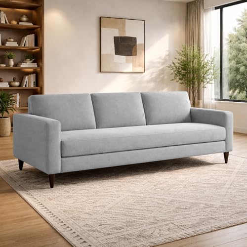 Image of Carlos 3 Seater Sofa Set for Living Room & Home Office, Modern Furniture Fabric Sofa Couch with Comfortable Soft Cushioning, Durable Wooden Frame, Stylish Seating for Home (Grey)