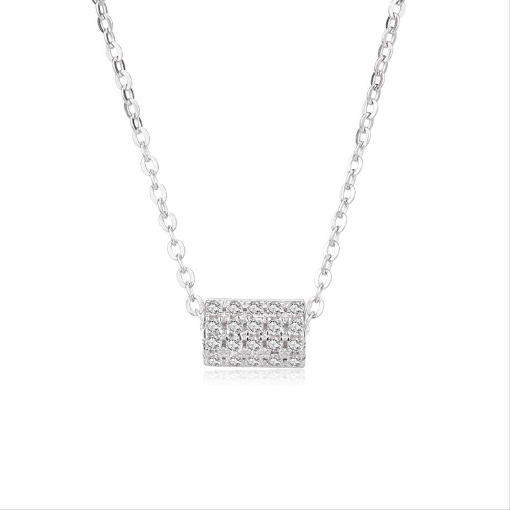 SXQXQXX Trans-Bead Necklace Women's Silver Necklace Simple Temperament Small brackish Pendant Micro-Set Fashion Necklace