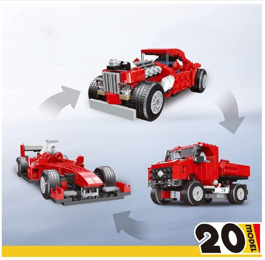 Image of Galaxy Hi-Tech 20-in-1 Magic Building Blocks Set 268+ Pieces Creative Construction Toy for Kids |Includes Instruction Manual Ideal for Boys & Girls Ages 6+ DIY Brick Vintage Car, Truck, Bike Models