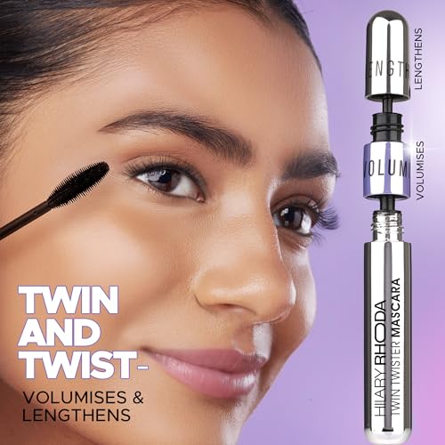 Image of Hilary Rhoda Twin Twister Mascara | Bold Black Finish | 2-in-1 Volumises & Lengthens | Waterproof & Smudge-Proof | Highly pigmented | Curl Enhancing | Clump-Free | 12ml