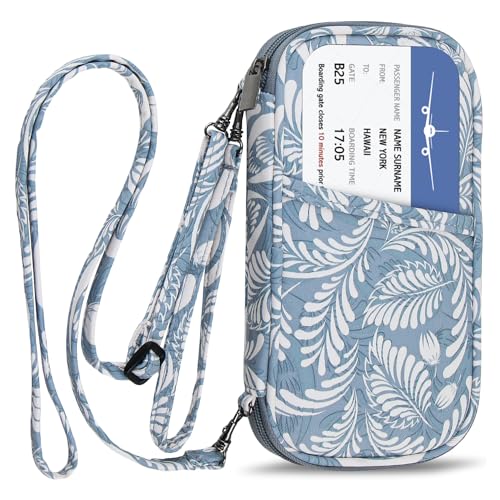 Image of RFID Family Passport Wallet Holder Waterproof, Travel Document Organizer Credit Card Clutch Bag for Men Women, RFID Leaf, L, Classical