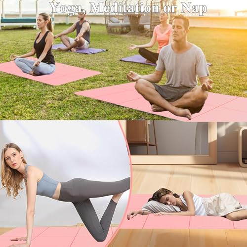 Tapete de ioga para viagens, tapete de exercícios de 1/10.2 cm de espessura, dobrável, perfeito para