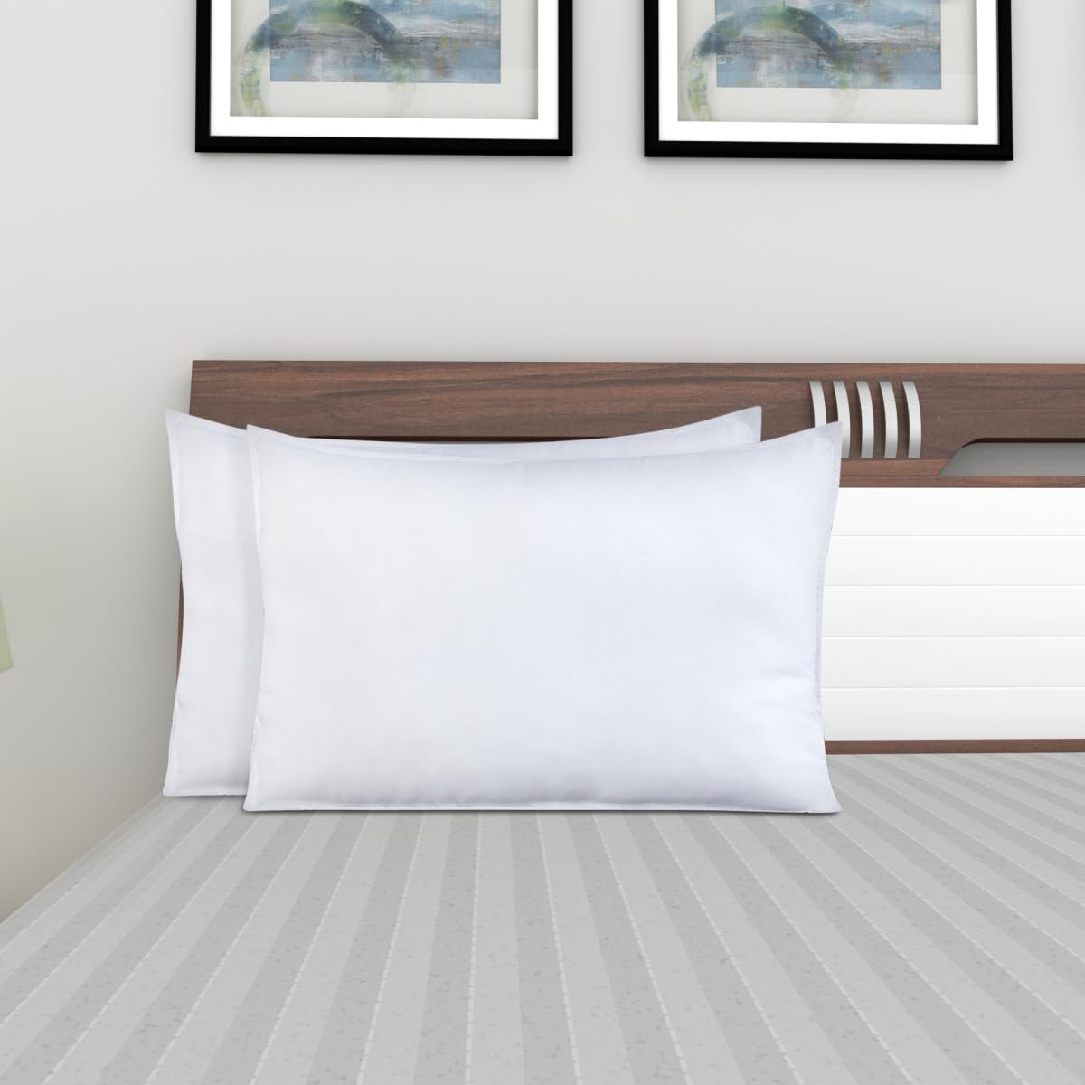 Home Centre Symphony Anti Bacterial Microfiber Set of 2 Fibre Filled Pillows - 41x61cm