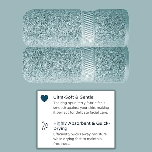Image of Sulfar 100% Combed Cotton, Quick Drying Highly Absorbent, Luxury Hand Towel Set (Pack of 2, 40 X 70 cm) Nile Blue