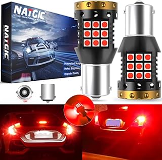 NATGIC P21W LED Bulb Red 3700LM, 1156 BA15S LED Canbus Error Free Reversing Light Bulb 3030 45-SMD 12-24V No Hyper Flash Car LED Backup Light Brake Light Rear Tail Light (Pack of 2)