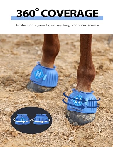 Image of Harrison Howard Rubber Bell Boots for Horses, Hoof Overreach Protection for Horses, w /Upgraded Leather Touch Tape