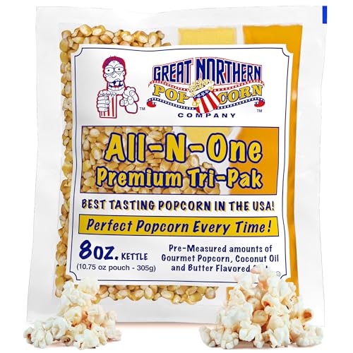 8oz Popcorn Machine Popcorn Packets - All-in-One Movie Theater Style Kernels, Salt, and Oil Packs by Great Northern Popcorn (24 Case) - image 1