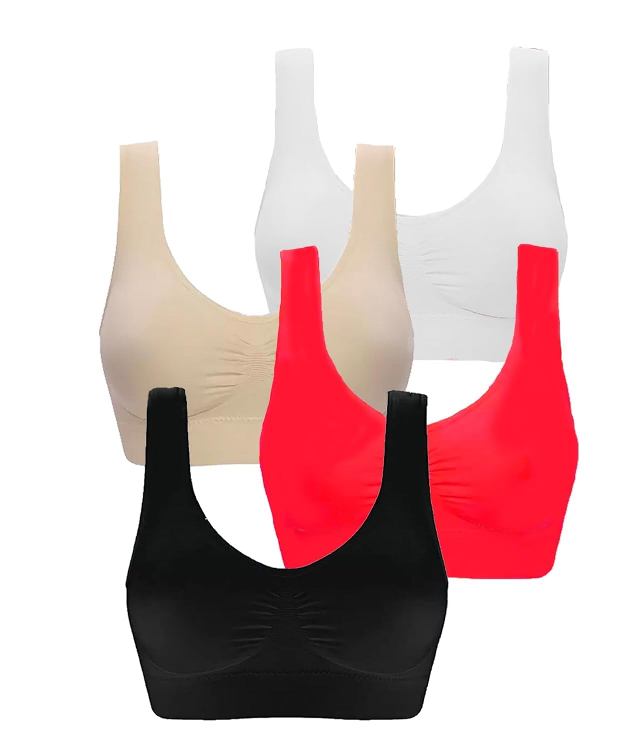 AASHU Creation LIECRY Art (Pack of 4) Seamless AirBra: Stretchable, Non-Padded, Non-Wired Sports Bra for Women (Multicolor) Design No 4AB5714 Any Random Color Will BE Send-image-45