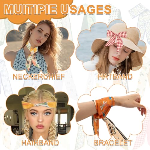 24-Pack Satin Purse Charms Set, Headband Neck Wrist Waist Decorative Fashion Gifts, Purse Scarf for Handbags & Cute Headbands for Women3