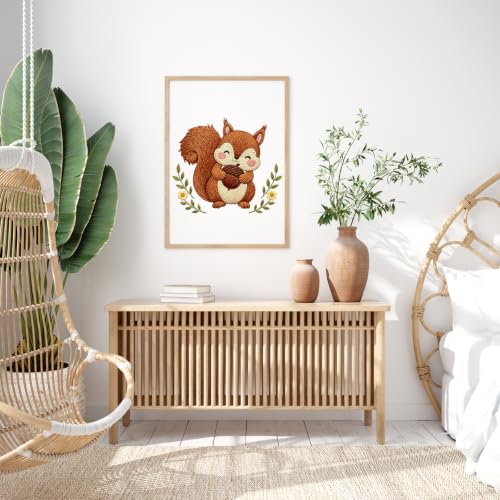 Image of Nuberlic Embroidery Kit for Beginners Stamped Squirrel Needlepoint | Stamped Animal Embroidery Starter Kit for Adults Complete Cross Stitch Kit Home Decor, Gifts And Relaxing Art