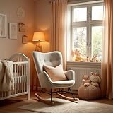 MEUBLE Cosy Still-Schaukelstuhl für Baby, Bequemer Nursing-Sessel mit Gepolstertem Sitz, Massivholz, Sicher & Ergonomisch, Ideal fürs Kinderzimmer