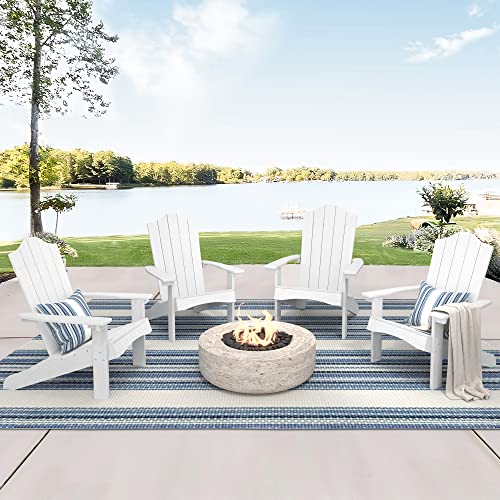 LUE BONA Adirondack Chairs Set of 4, White Poly Adirondack Chair, Modern Plastic Adirondack Fire Pit Chairs Weather Resistant for Patio, Porch, Deck, Pool, Garden, Backyard LUE BONA Adirondack Chairs Set of 4, White Poly Adirondack Chair, Modern Plastic Adirondack Fire Pit Chairs Weather Resistant for Patio, Porch, Deck, Pool, Garden, Backyard