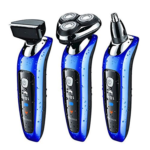 SURKER Electric Shaver Men Rotary Shaver Wet And Dry 3 In 1 With Nose Hair Trimmer and Sidebums Razor Waterproof Blue-Best Gift For Dad Husband