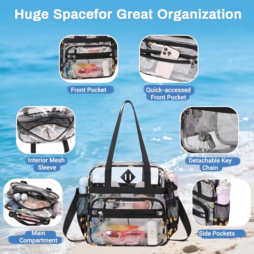 Image of PIG PIG GIRL Clear Tote Bag - 12x6x12 See Through Stadium Event Bag for Women
