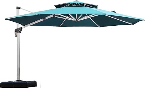 PURPLE LEAF 12 Feet Double Top Round Deluxe Patio Umbrella