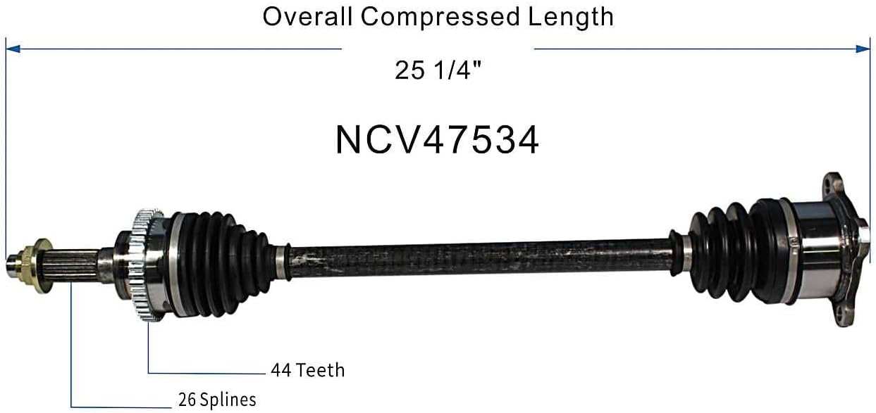 GSP NCV47534 CV Axle Shaft Assembly - Left or Right Rear (Driver or Passenger Side)