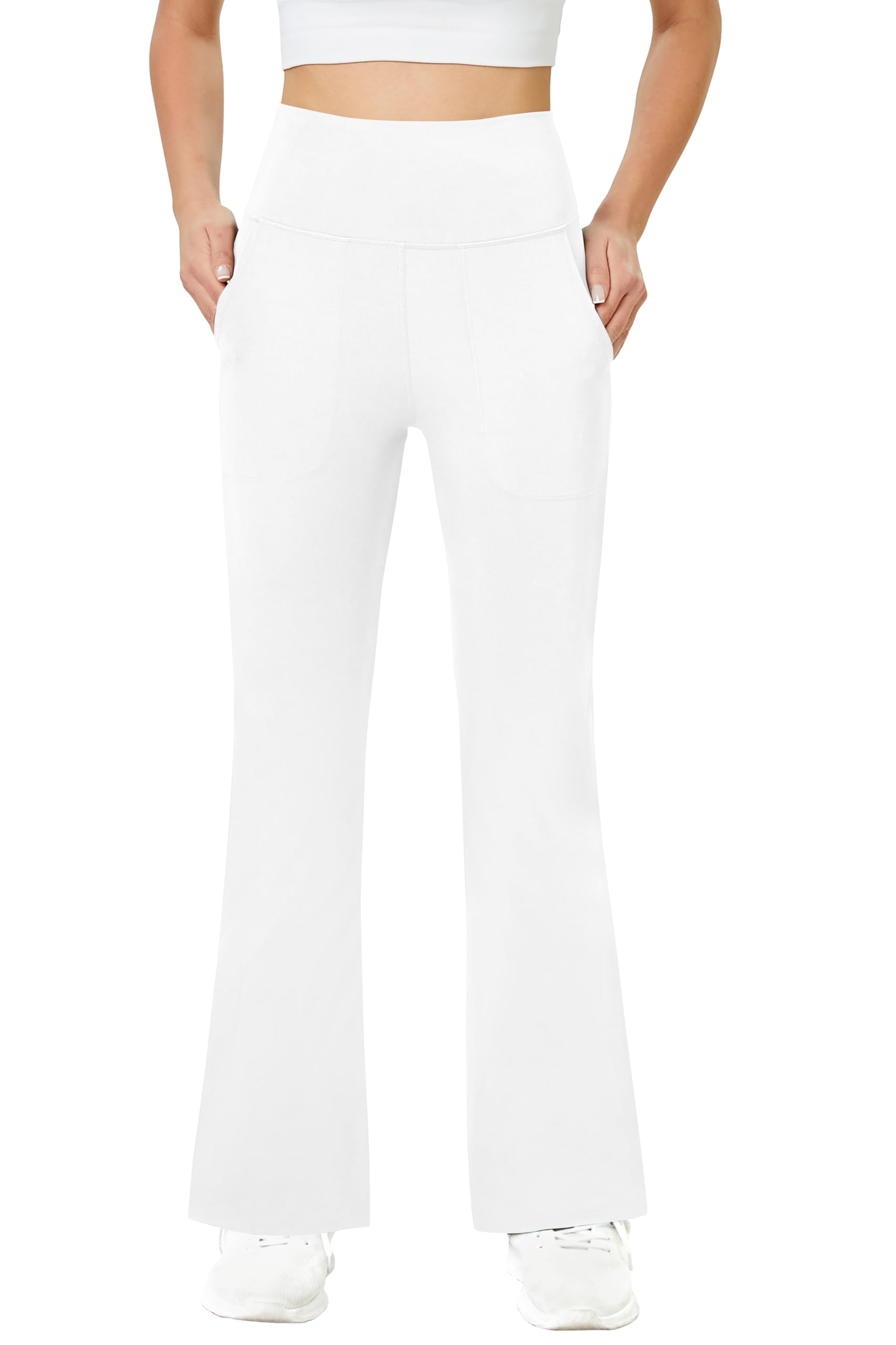 Friptspyg Damen Hose mit Taschen Casual Arbeit Hose High Waist Yogahose Stretch Jogginghose Bootcut Sporthose Freizeit Yoga Pants