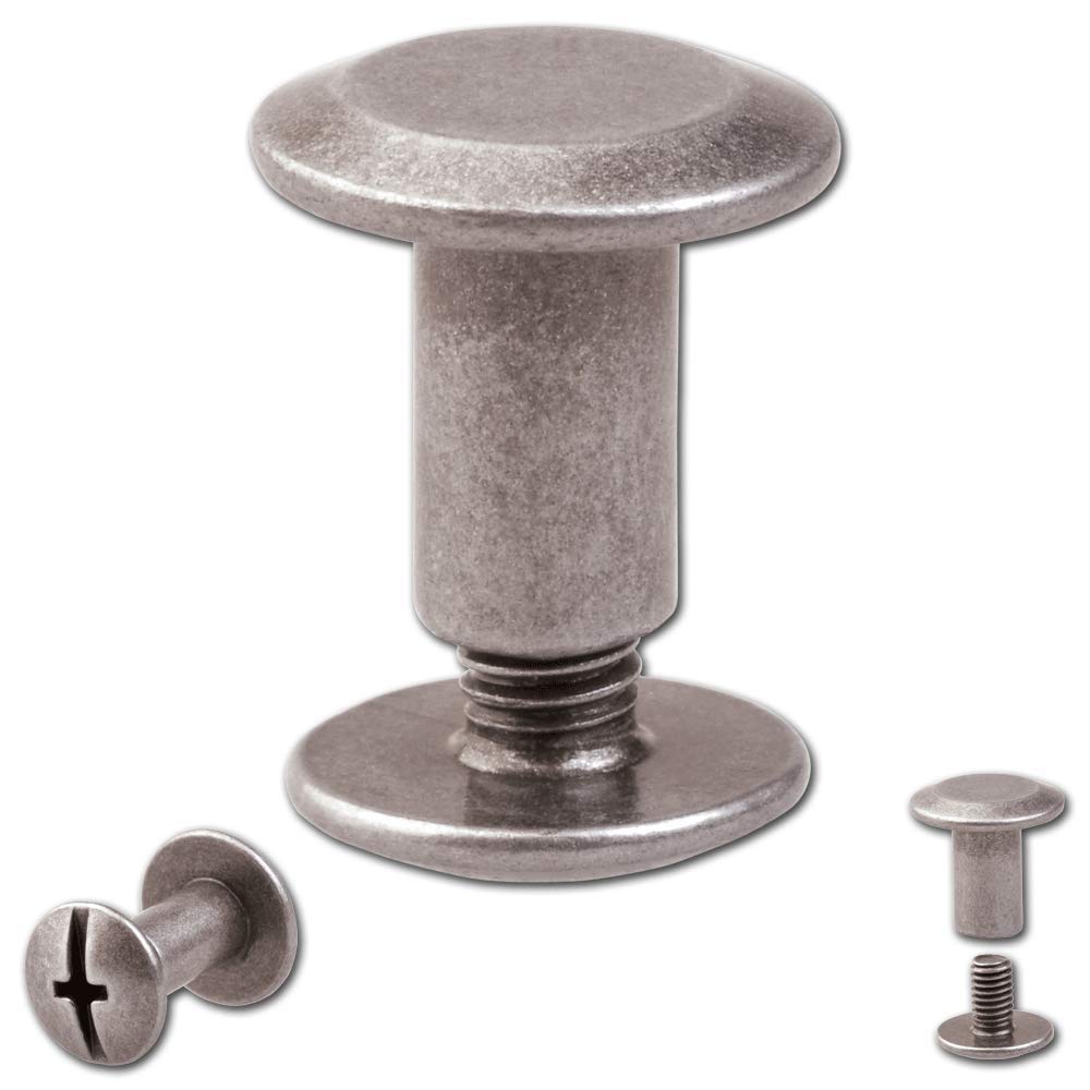 25 Sets Chicago Screws Belt Screw Rivets 7mm Nickel-Antique