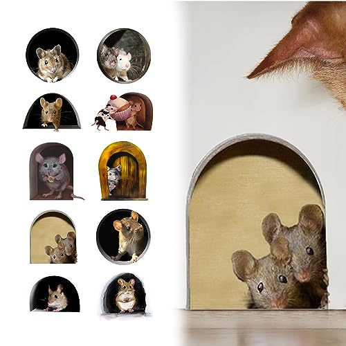 Fanshuge adhesivos 3D para paredes con diseño de ratón, pack 10 piezas miniatura 1