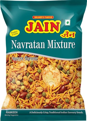 Image of JAIN Navratan Mixture, Size - 360gm, Zipper Packing, Royal 9-Ingredient Indian Namkeen Blend with Crispy Textures & Bold Masala Flavours, Ready to Eat