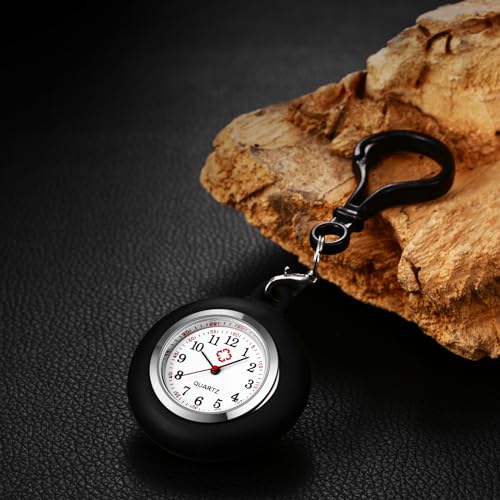 Image of Lancardo Clip-on Silicone Pocket Watch: Backpack Buckle Watch for Men Women Nurse Doctor Climber Out Door Activities Christmas