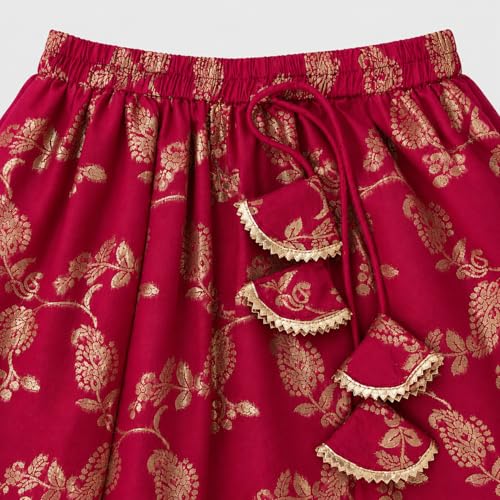 Image of The Magic Wand Lehenga Choli Set with Dupatta for Girls Kids Floral Printed Lace Embelished Chaniya Choli, Perfect for Wedding Occasions & Festivals