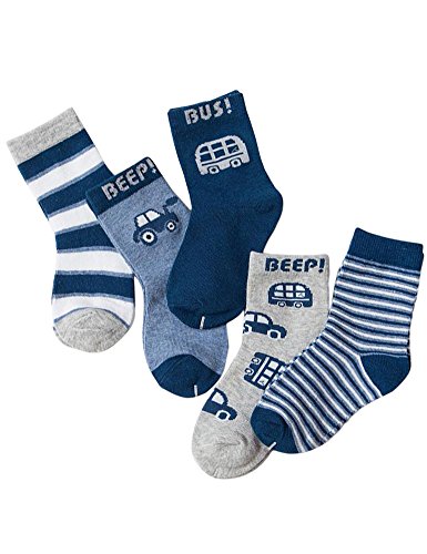 Zetiy Lot de 5 paires de chaussettes pour enfant Motif dessin animé -  Multicolore -  23-26