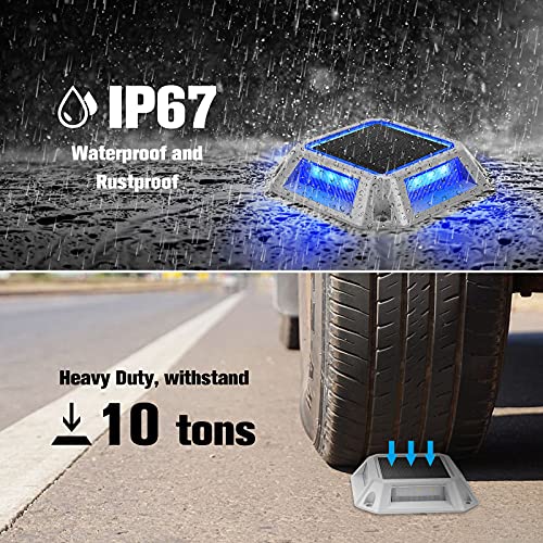 Volisun Solar Driveway Lights Dock Deck Lights 8-Pack,2 Colors In 1,Wireless Solar Powered 1200Mah Battery,Waterproof Outdoor Warning Step Lights For Driveway Sidewalk(2 Colors Lighting,White/Blue) #TOP3