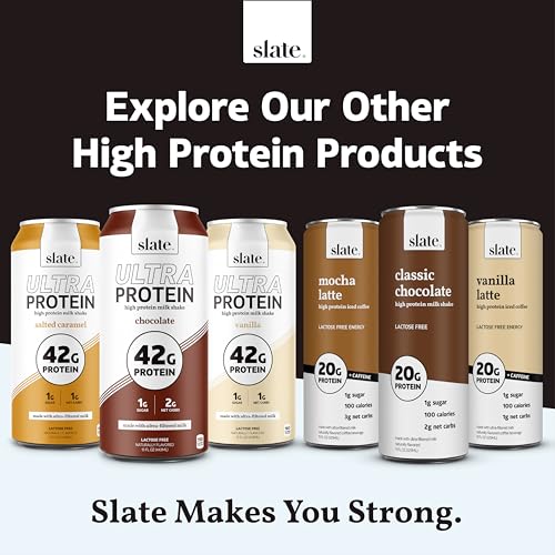 Image of Slate Milk Ultra High Protein Milk Shake (Chocolate & Energy Pack) Chocolate & Cafe Mocha - 30g Protein, 1g Sugar, 130 Calories, 2g Net Carbs - No Added Sugar - Lactose Free - 11 fl oz, 12 Cans