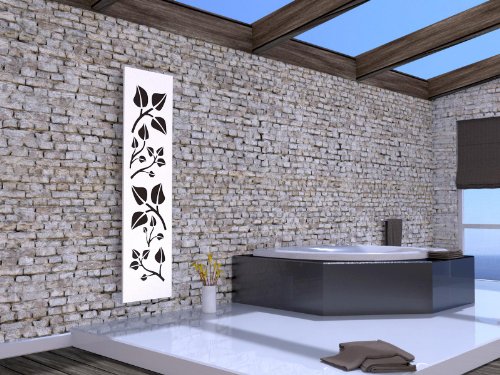 Badheizkörper Design Leaves 3 + LED, HxB: 180 x 47 cm, 1118 Watt, Edelstahl/weiß mit LED-Beleuchtung, Mittelanschluß (Marke: Szagato) Made in Germany/Bad und Wohnraum-Heizkörper