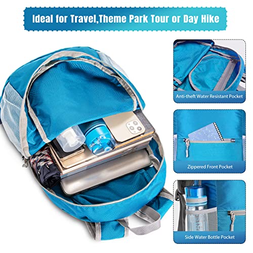Image of ZOMAKE Ultra Lightweight Hiking Backpack 20L, Packable Small Backpacks Water Resistant Daypack for Women Men(Light Blue)