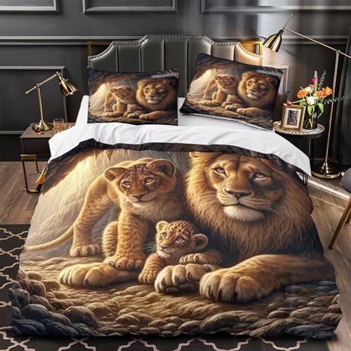Housse de couette lion à fermeture éclair microfibre thermorégulatrice - 4