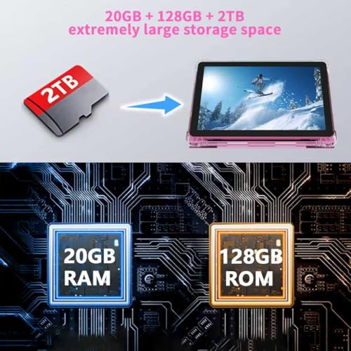 Android 15 Tablet 10 inch Tablets, 20GB RAM 128GB ROM 2TB Expandable, 2.0GHz Quad-core Processor, 2 in 1 Tablet with Keyboard Case Stylus Mouse, 5G WiFi6, BT 5.0, 6000mAh, Widevine L1, GMS, Pink by Bnegynng - Image 4