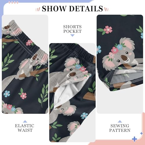J JOYSAY Cartoon Koala Flowers Leaves Pajamas Pants Soft Long Pajama Bottoms Lounge Sleep Pants Size S-XL4