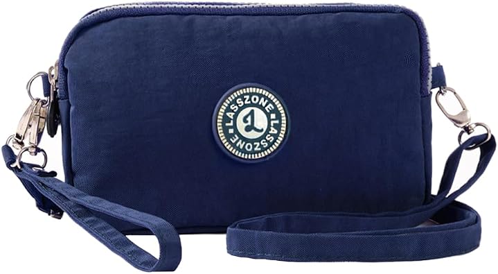 LassZone Womens Crossbody Shoulder Bags Waterproof Nylon Cell Phone Wallet Handbags 3 Layers Zipper Wristlet Purse