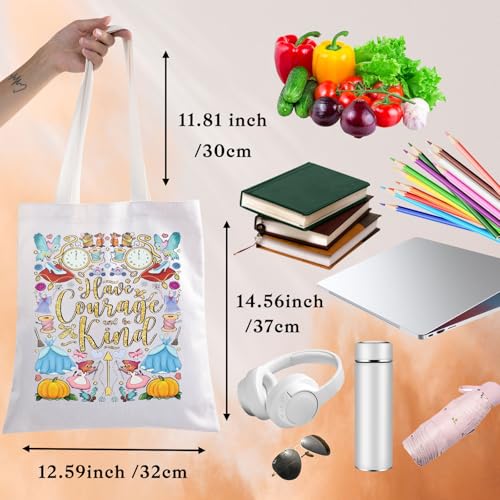 Bolso tote de lona con diseño de zapatilla de cristal de Cenicienta para fans de cuentos de hadas, regalo inspirador 'Ten valor y sé amable' miniatura 4
