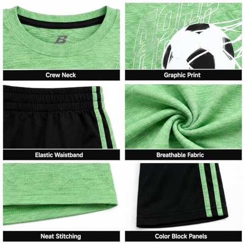 Image of Pro Athlete Active Boys Short Sets - 2 Piece Performance Crewneck Short Sleeve T-Shirt and Shorts Boys Athletic Sets (8-16)