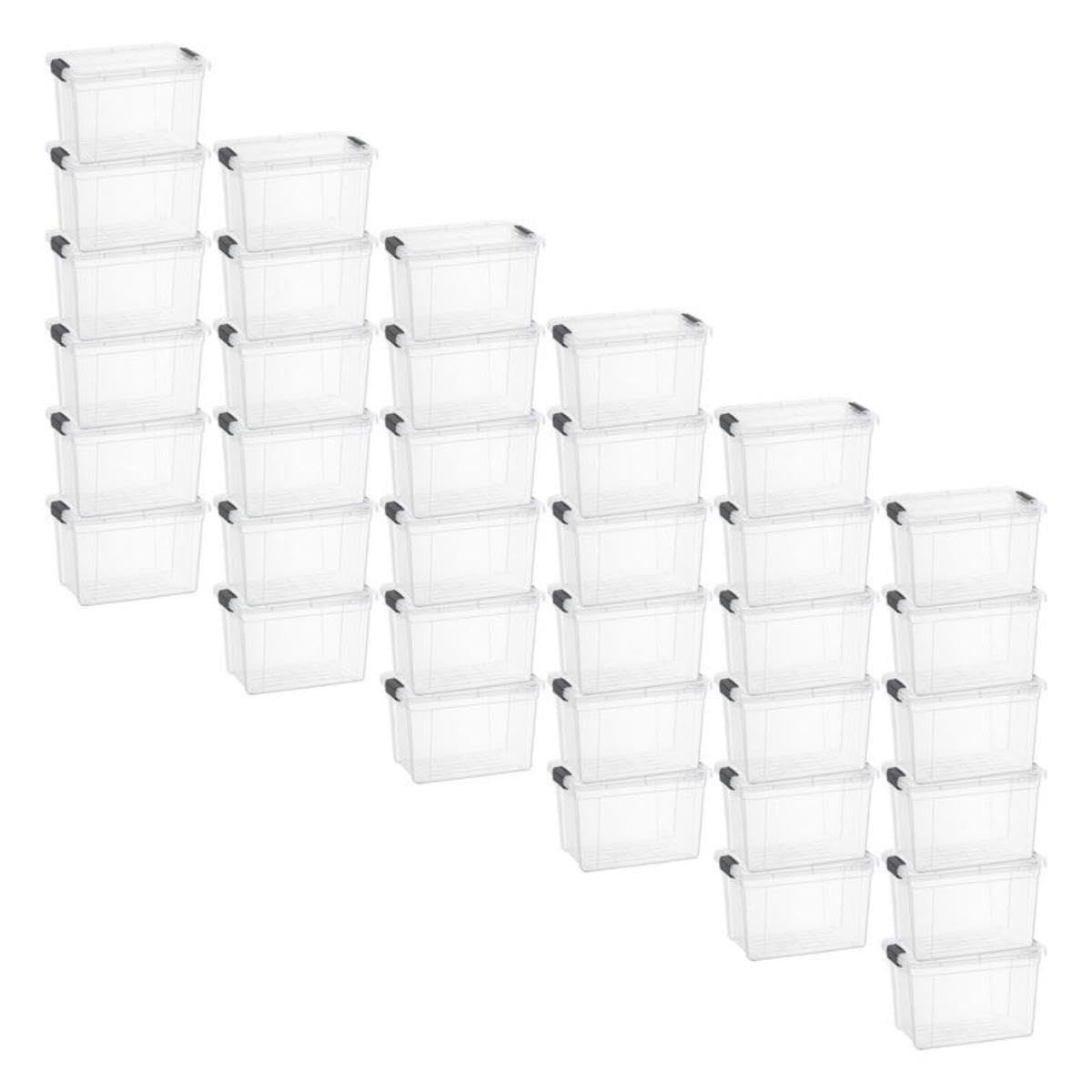 Superio 1.4 Quart Mini Clear Plastic Storage Container with Lid, Stackable Small Organizer Box for Crayons, Art Supplies, Beads, Sewing, Stationery &amp; Food Storage, 36 Pack